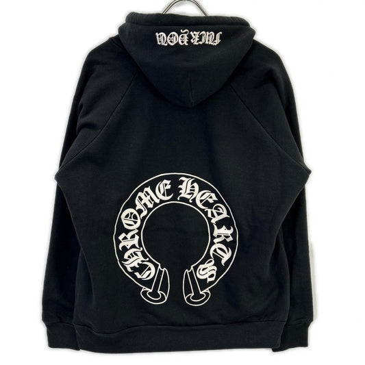 Chrome hearts クロムハーツ ブラック コットン×ポリエステル フローラル クロス ホースシュー プルオーバーフーディ トップス
