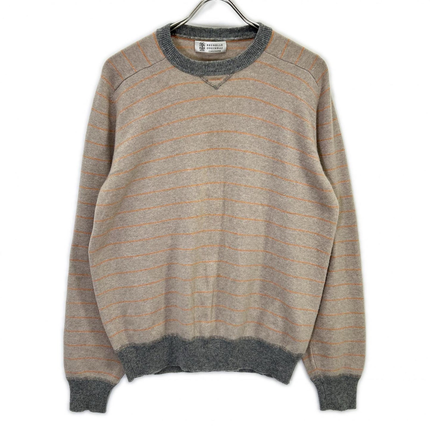BRUNELLO CUCINELLI 布鲁奈罗·库奇内利 米色系 羊绒 条纹 长袖针织衫 上衣