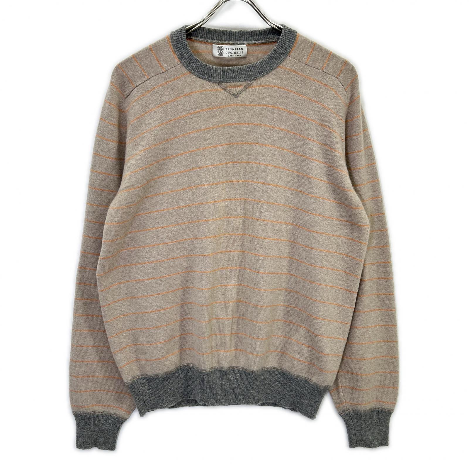 BRUNELLO CUCINELLI 布鲁奈罗·库奇内利 米色系 羊绒 条纹 长袖针织衫 上衣