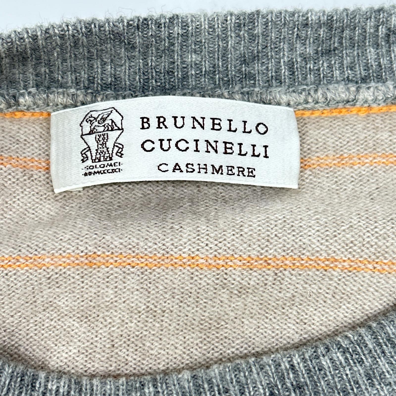 BRUNELLO CUCINELLI 布鲁奈罗·库奇内利 米色系 羊绒 条纹 长袖针织衫 上衣