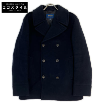 POLO RALPH LAUREN Polo 拉夫劳伦 海军蓝 羊毛混纺 斜纹布 牛角扣大衣 外套
