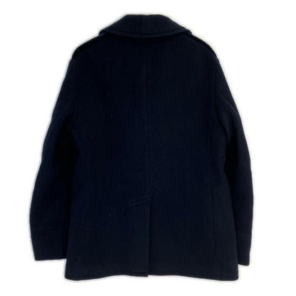 POLO RALPH LAUREN Polo 拉夫劳伦 海军蓝 羊毛混纺 斜纹布 牛角扣大衣 外套