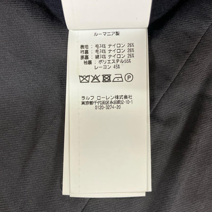 POLO RALPH LAUREN Polo 拉夫劳伦 海军蓝 羊毛混纺 斜纹布 牛角扣大衣 外套