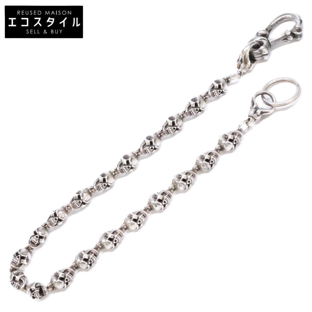 LEATHERS AND TREASURES Sv925 Small Skull wallet chain 20skull