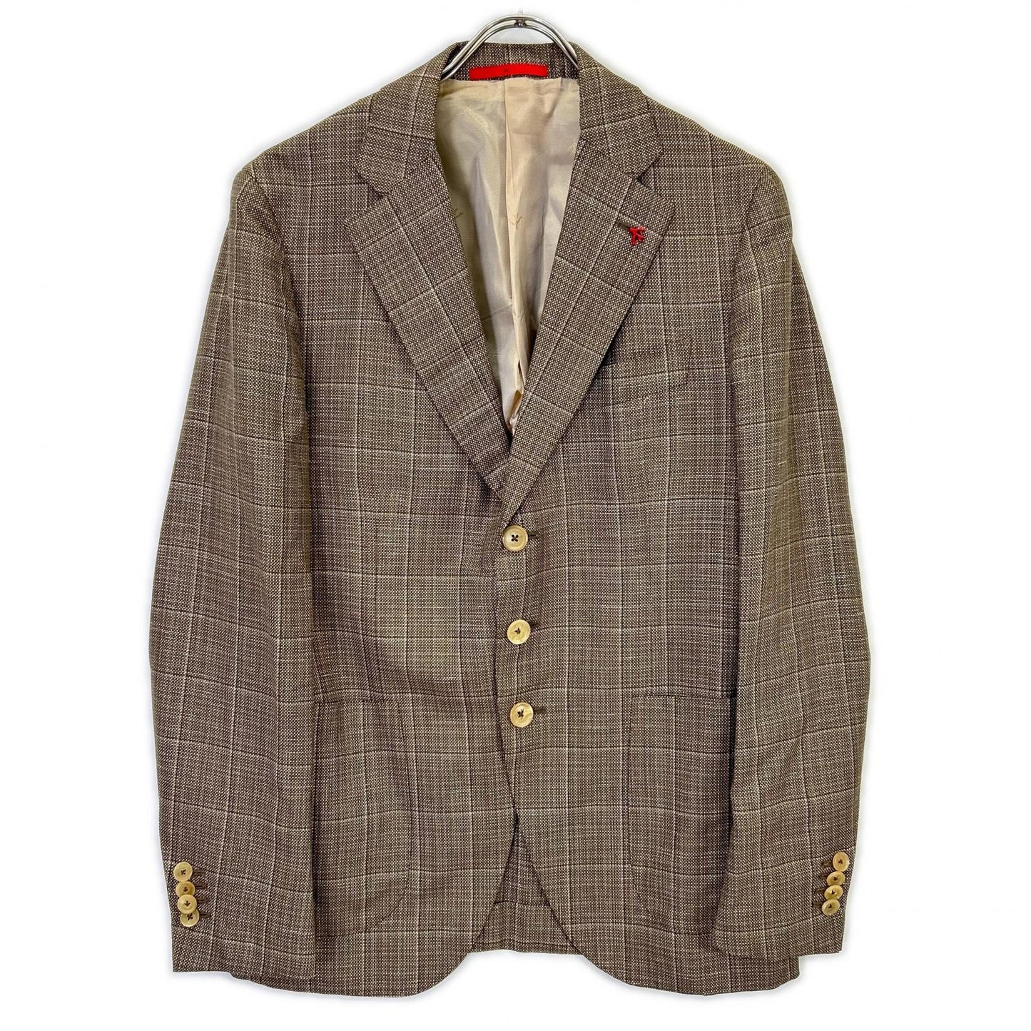 ISAIA イザイア 007173/000 ブラウン ウール×リネン 3Bジャケット ジャケット