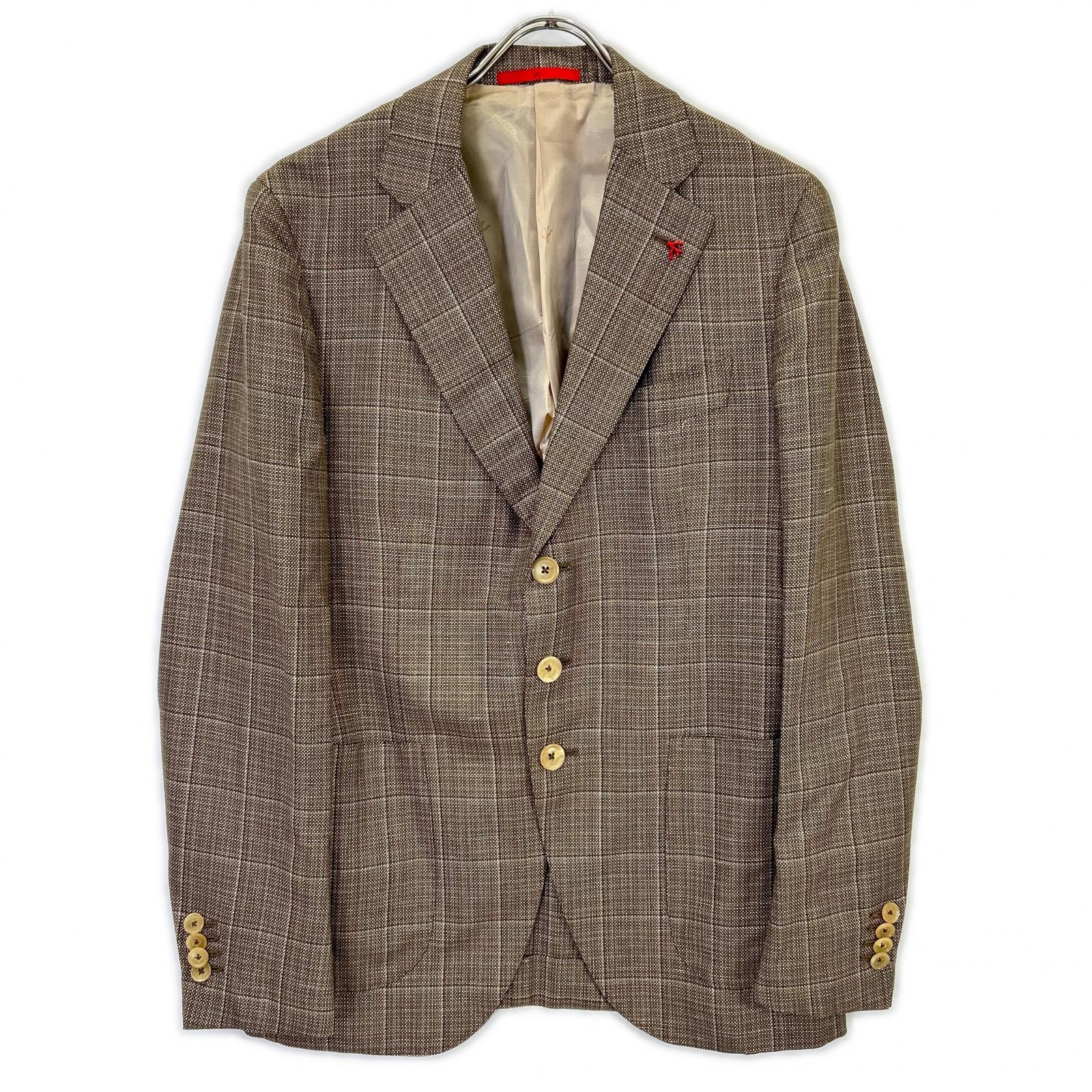 ISAIA イザイア 007173/000 ブラウン ウール×リネン 3Bジャケット ジャケット