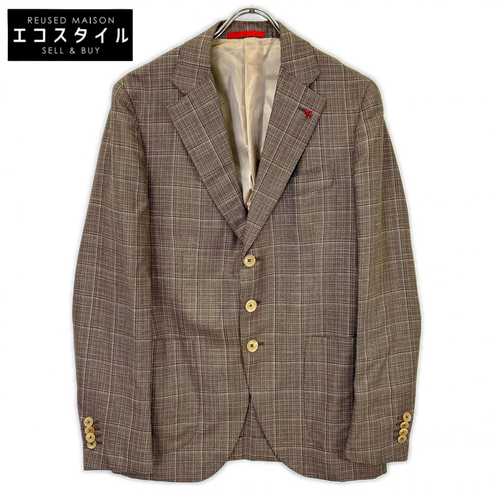 ISAIA イザイア 007173/000 ブラウン ウール×リネン 3Bジャケット ISAIA イザイア 007173/000 ブラウン ウール×リネン 3Bジャケット