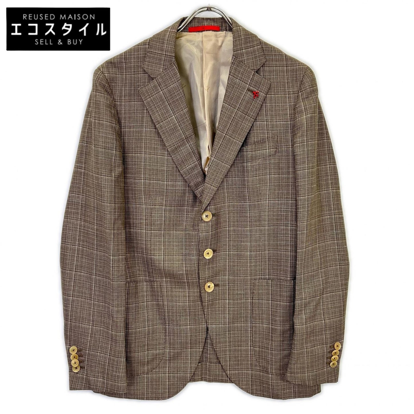ISAIA イザイア 007173/000 ブラウン ウール×リネン 3Bジャケット ジャケット