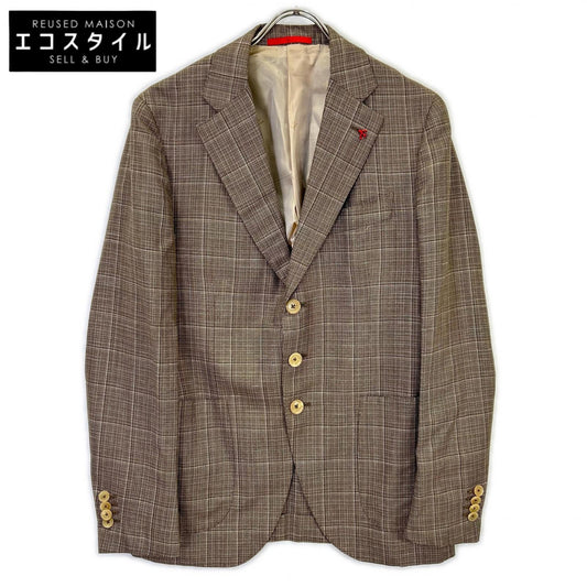 ISAIA イザイア 007173/000 ブラウン ウール×リネン 3Bジャケット ジャケット