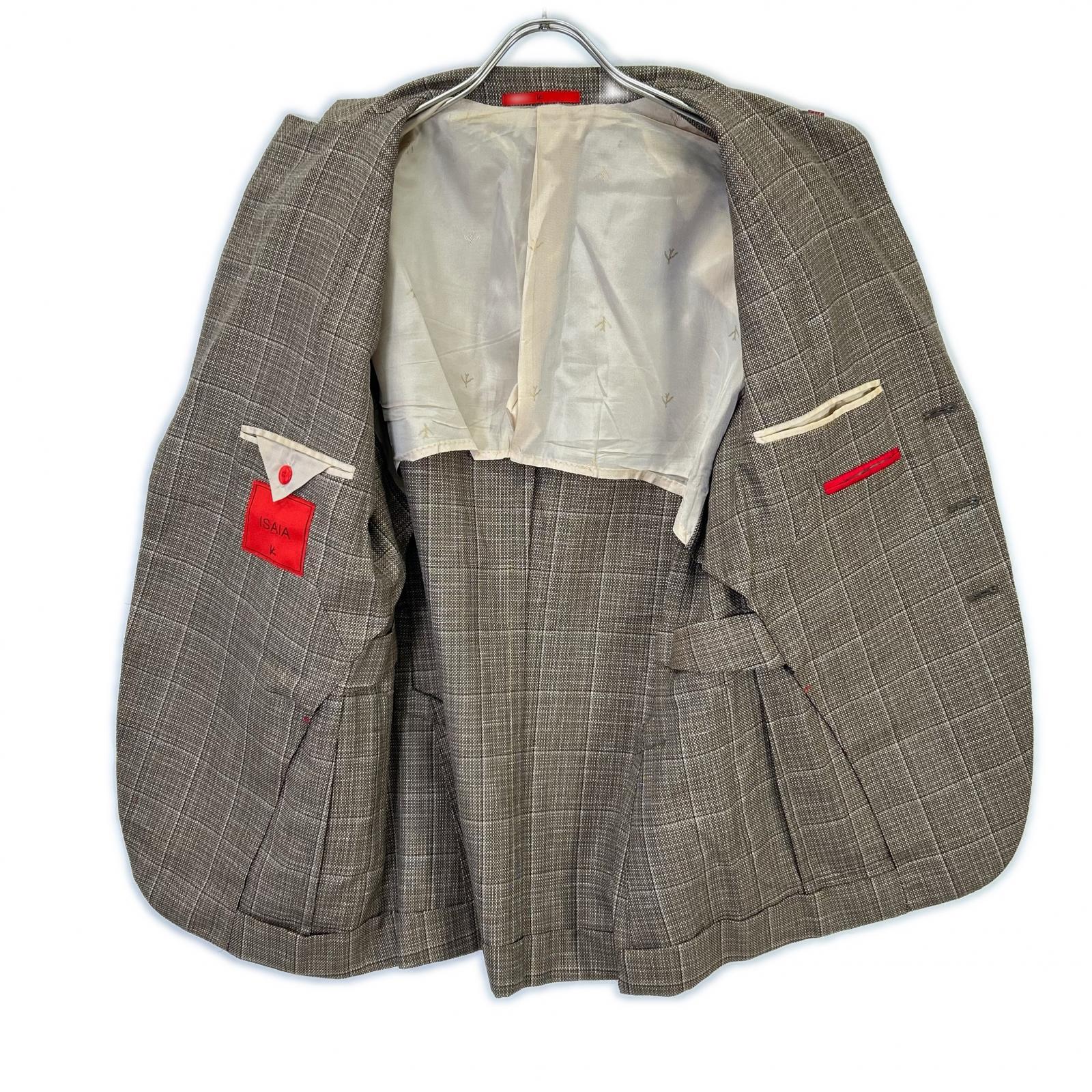 ISAIA イザイア 007173/000 ブラウン ウール×リネン 3Bジャケット ジャケット