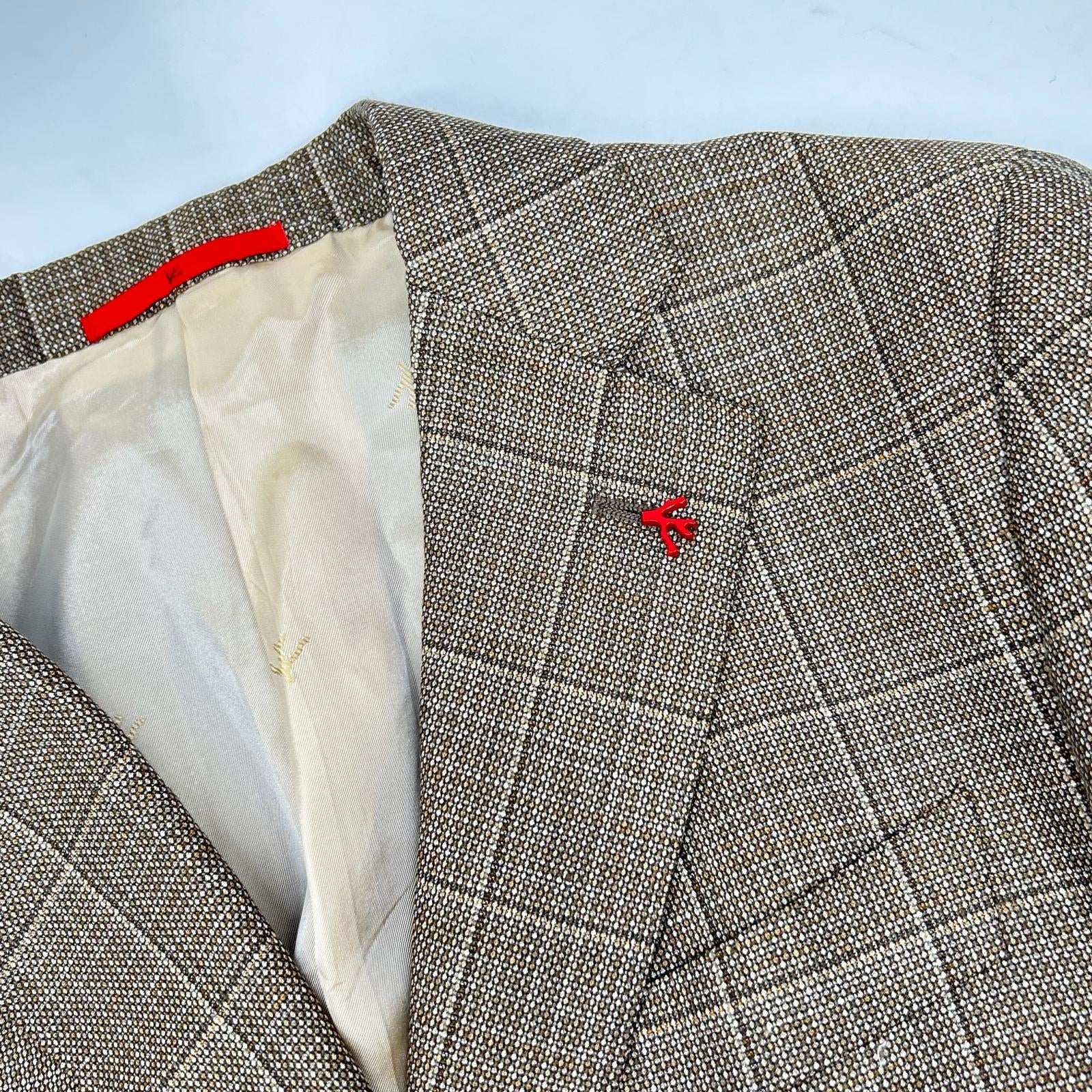 ISAIA イザイア 007173/000 ブラウン ウール×リネン 3Bジャケット ジャケット
