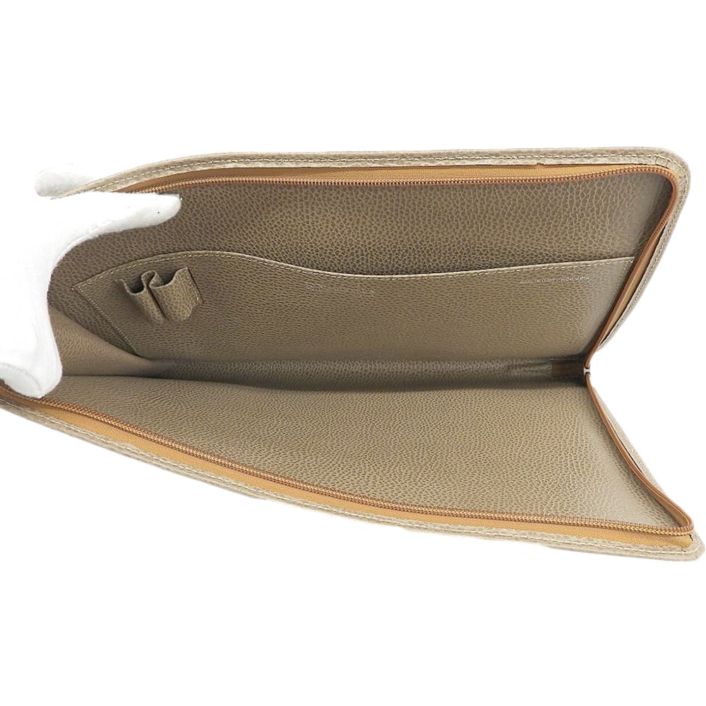 E.MARINELLA Marinella L-shaped zipper clutch bag, second bag, men's leather, brown