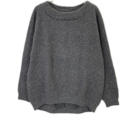 MUSE ミューズ グレー ウール×カシミヤ×シルク OLBIAアゼプルオーバーセーター トップス