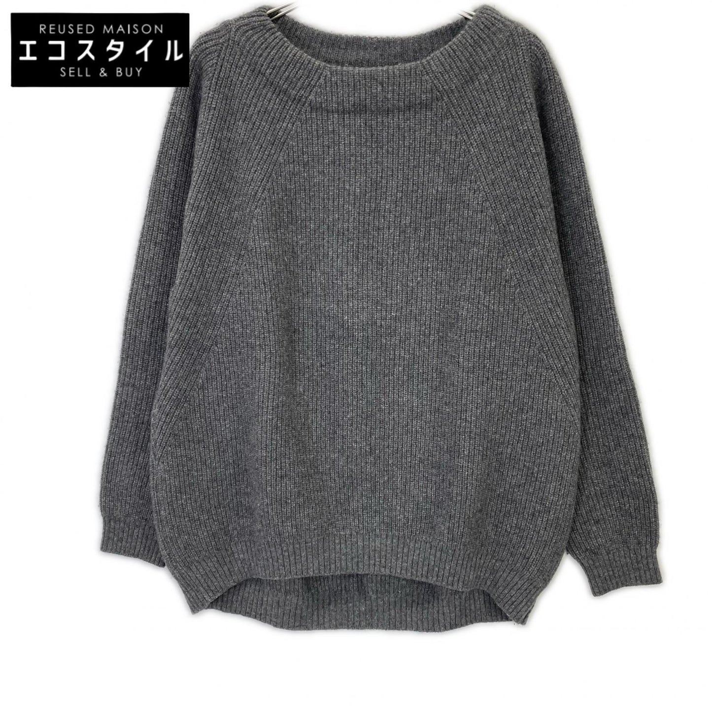 MUSE ミューズ グレー ウール×カシミヤ×シルク OLBIAアゼプルオーバーセーター トップス