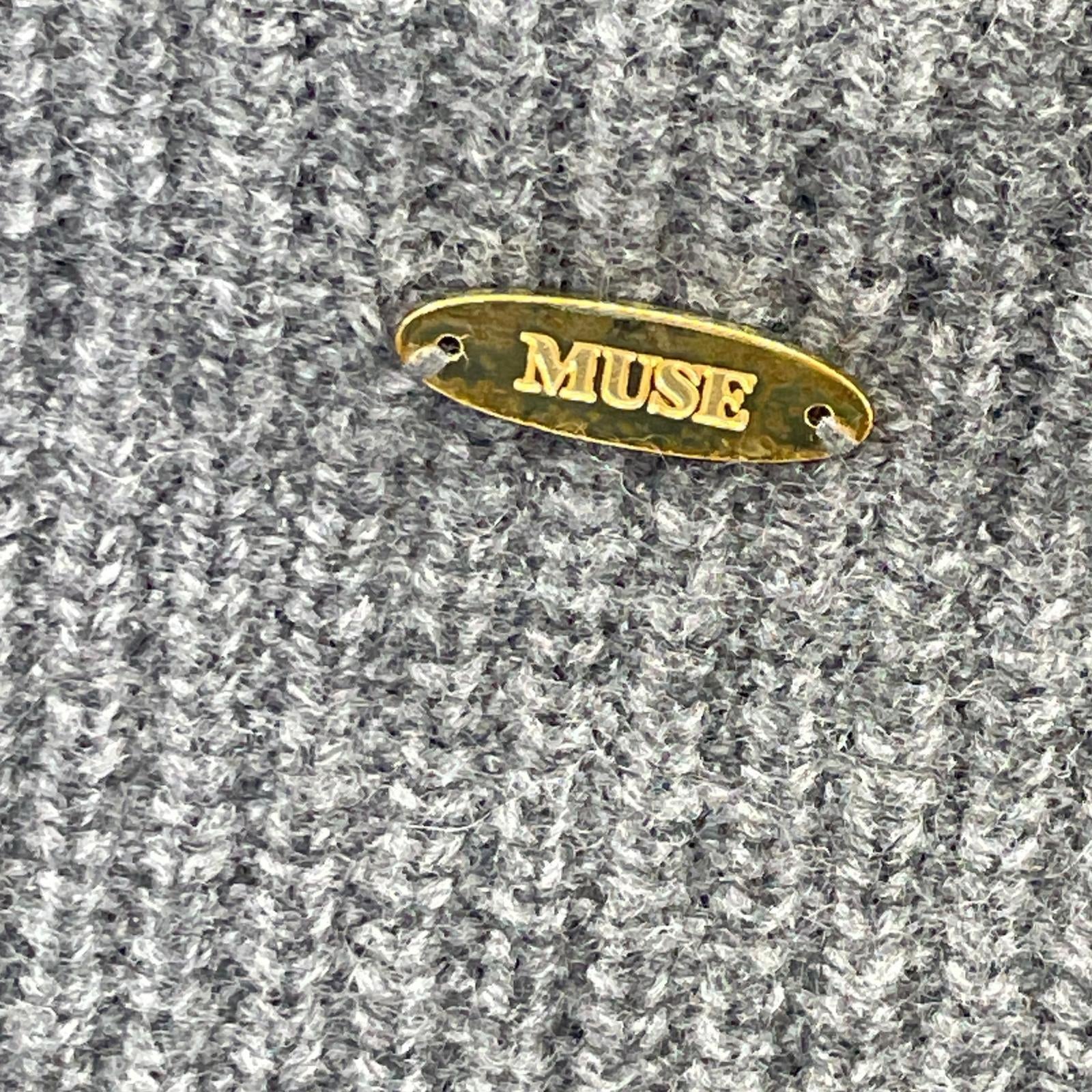 MUSE ミューズ グレー ウール×カシミヤ×シルク OLBIAアゼプルオーバーセーター トップス