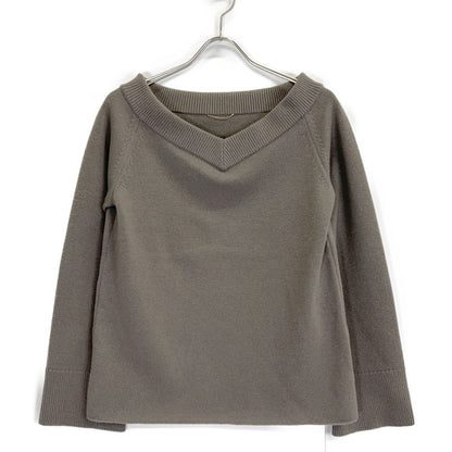 2e MUSEE D'UJI De Deuxieme Musee d'Uji Brown 100% Wool Mid-Gauge V-Neck Knit Top