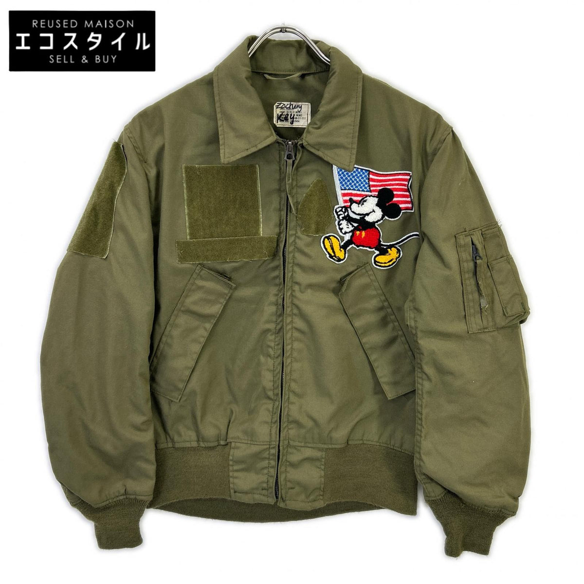 MILITARY ミリタリー Khaki 80s CVC Tanker Jacket with Mickey Patch Jacket