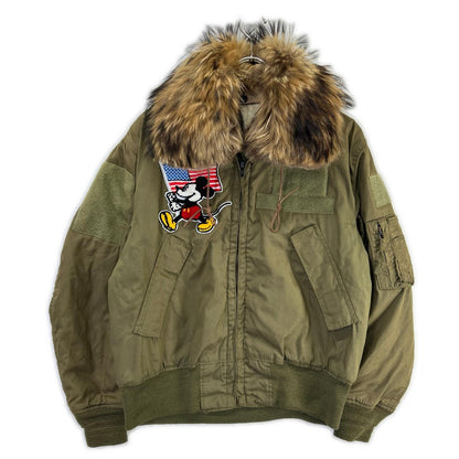MILITARY ミリタリー カーキ ファーカスタム CVCヘリクルーフライトジャケット ジャケット