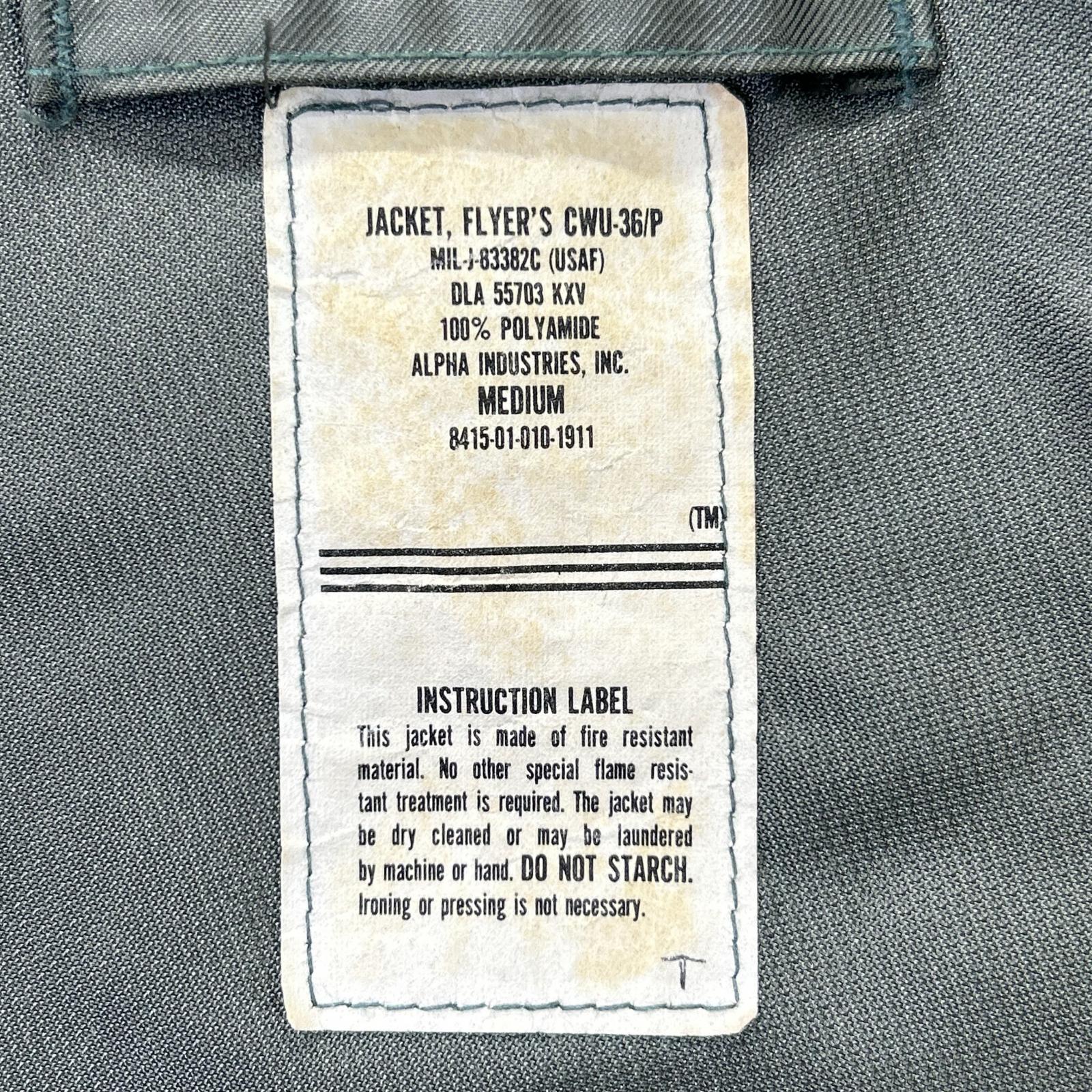 MILITARY ミリタリー カーキ CWU36-P パッチ付き フライトジャケット ジャケット