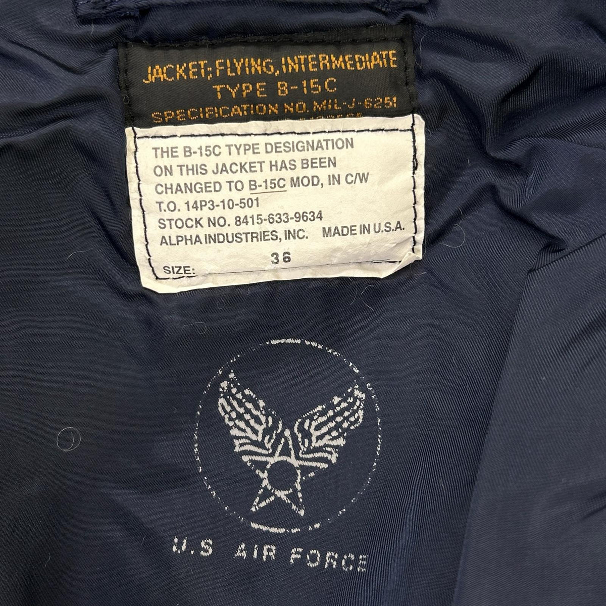 ALPHA INDUSTRIES アルファインダストリーズ ネイビー B15-C 50s復刻 フライトジャケット ジャケット