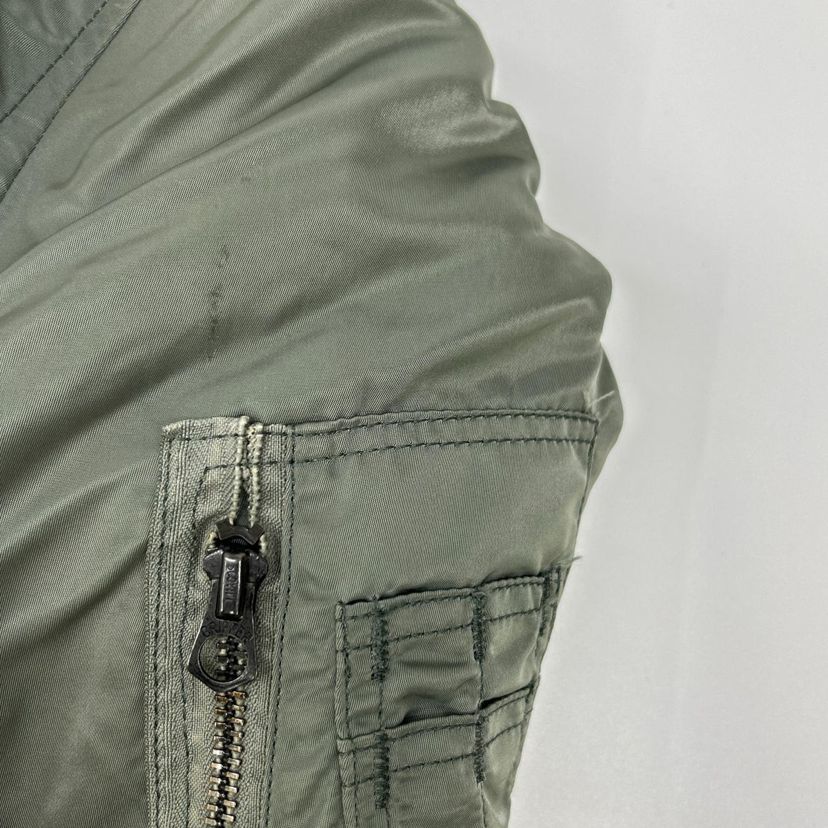 ALPHA INDUSTRIES Alpha Industries Khaki MA-1 1968 Reproduction with Patches Flight Jacket