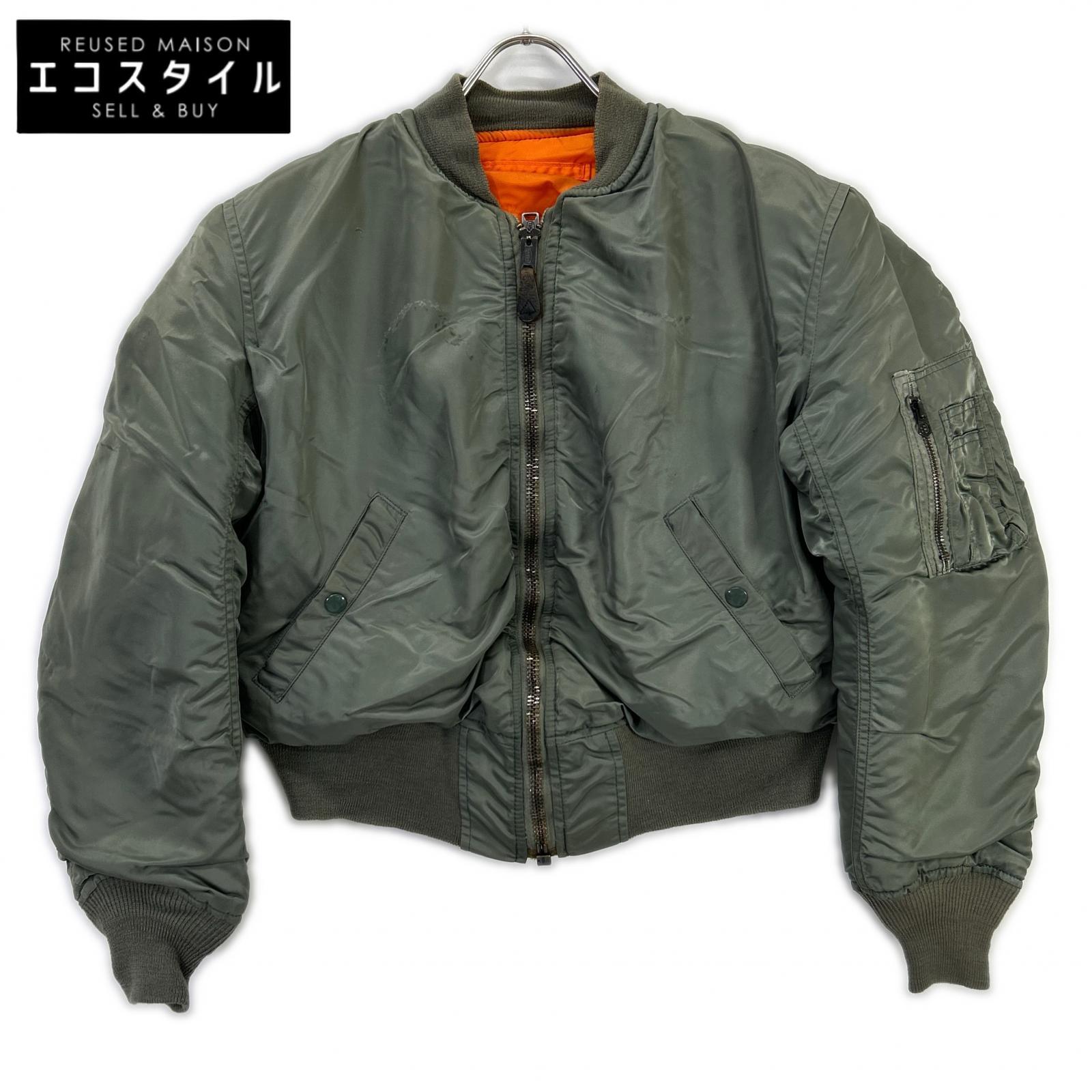 ALPHA INDUSTRIES アルファインダストリーズ カーキ MA-1 1968年復刻 パッチ付き フライトジャケット ジャケット