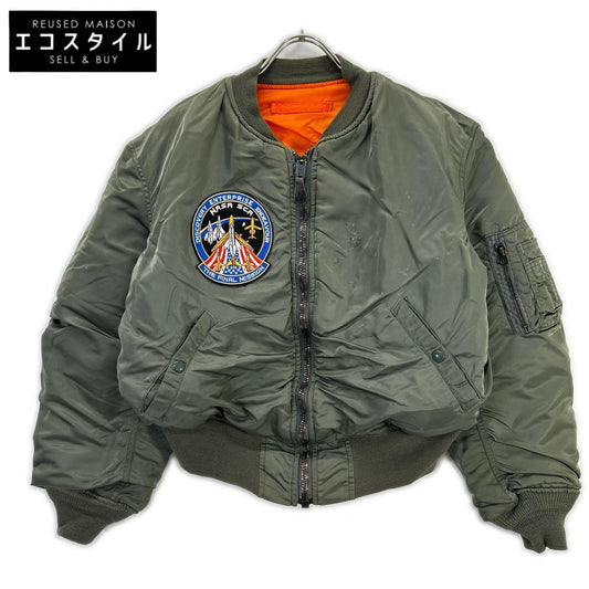 ALPHA INDUSTRIES Alpha Industries Khaki MA-1 1968 Reproduction with Patches Flight Jacket Jacket
