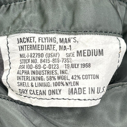 ALPHA INDUSTRIES 阿尔法工业 卡其色 MA-1 1968年复刻款 带徽章飞行夹克 夹克