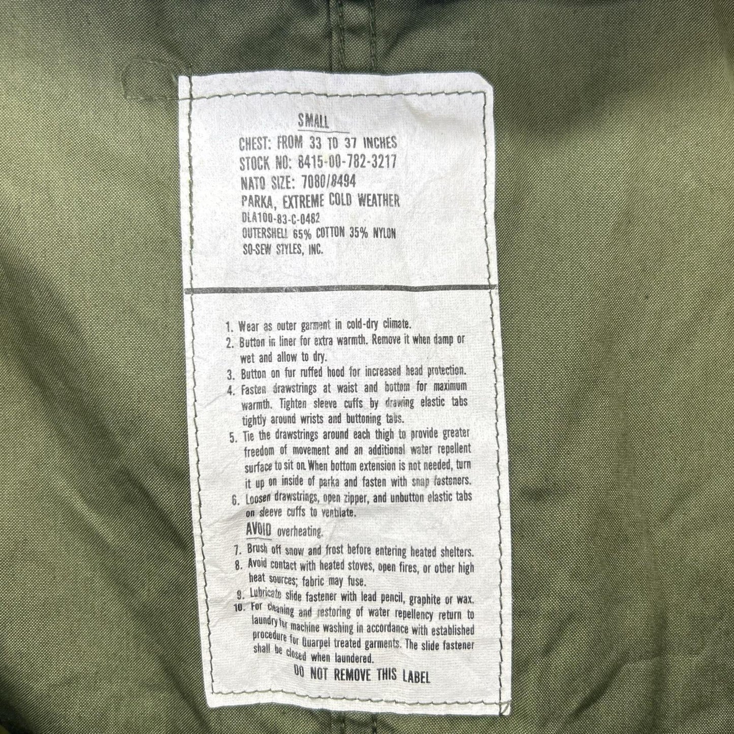 MILITARY ミリタリー M65 83年製 フィッシュテールパーカー フルセット ジャケット