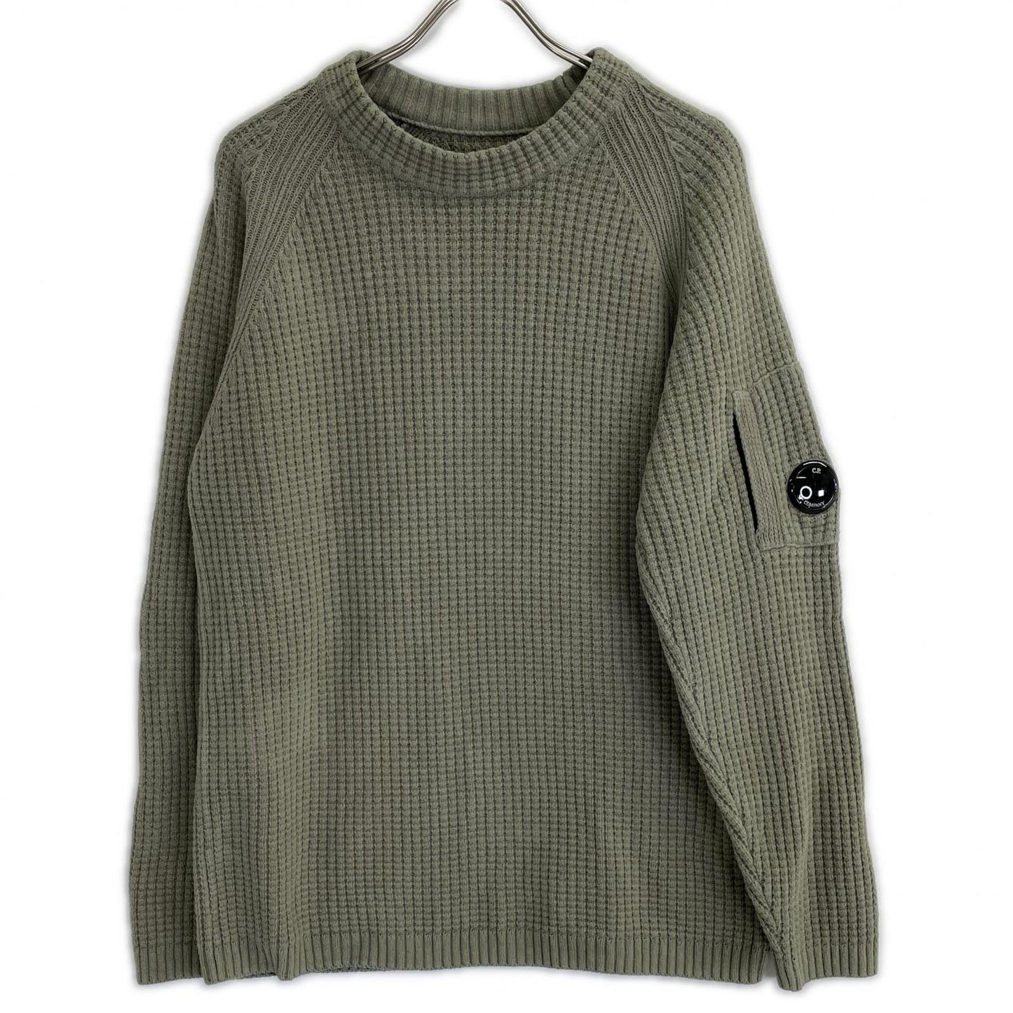 C.P.COMPANY C.P. Company 25AW Khaki Cotton Chenille Crewneck Lens Sweater Tops
