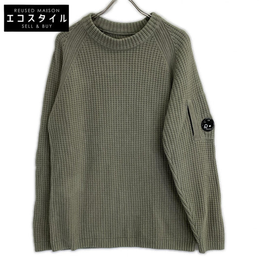 C.P.COMPANY シーピーカンパニー 25AW カーキ Cotton Chenille Crewneck Lens Sweater トップス