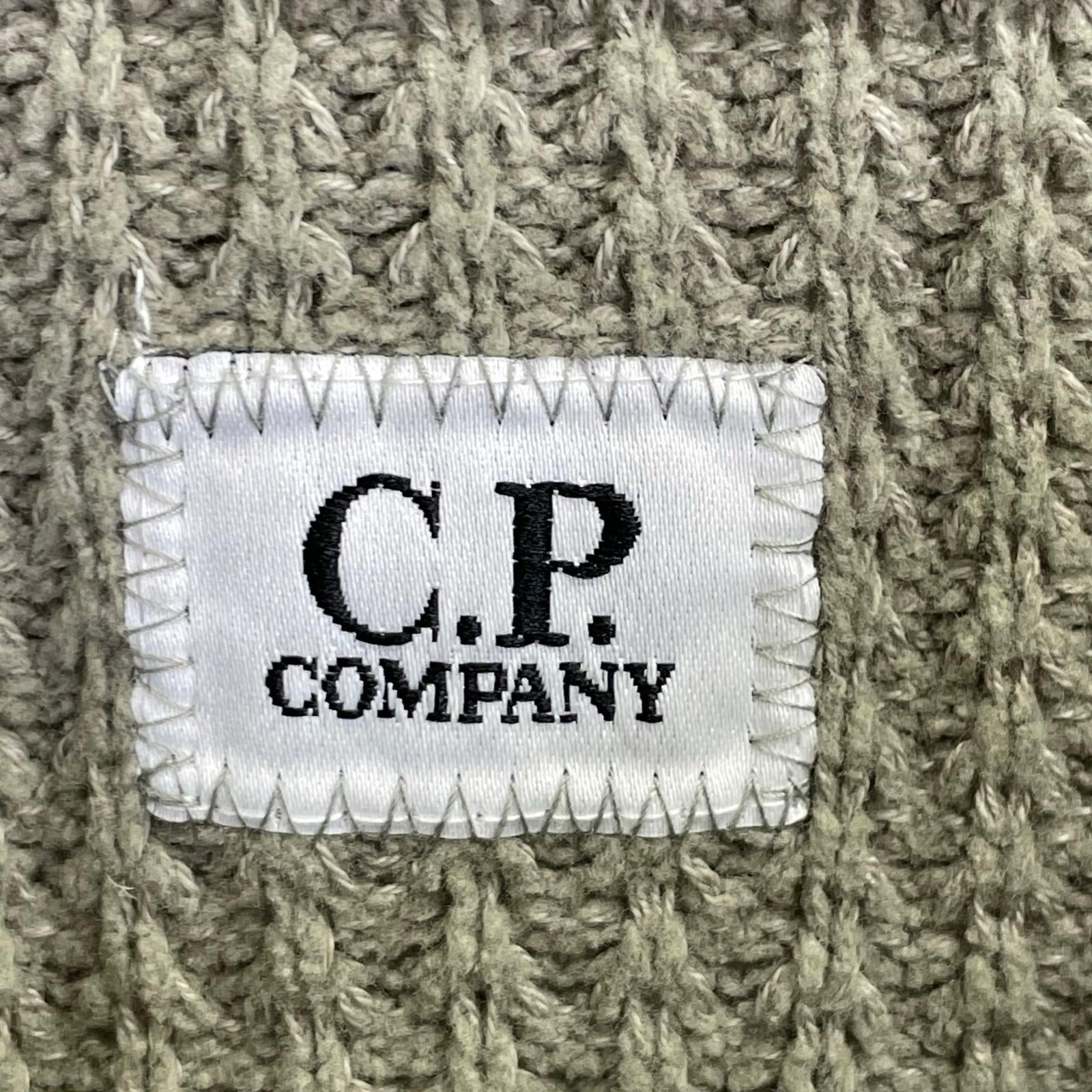 C.P.COMPANY C.P. Company 25AW Khaki Cotton Chenille Crewneck Lens Sweater Tops
