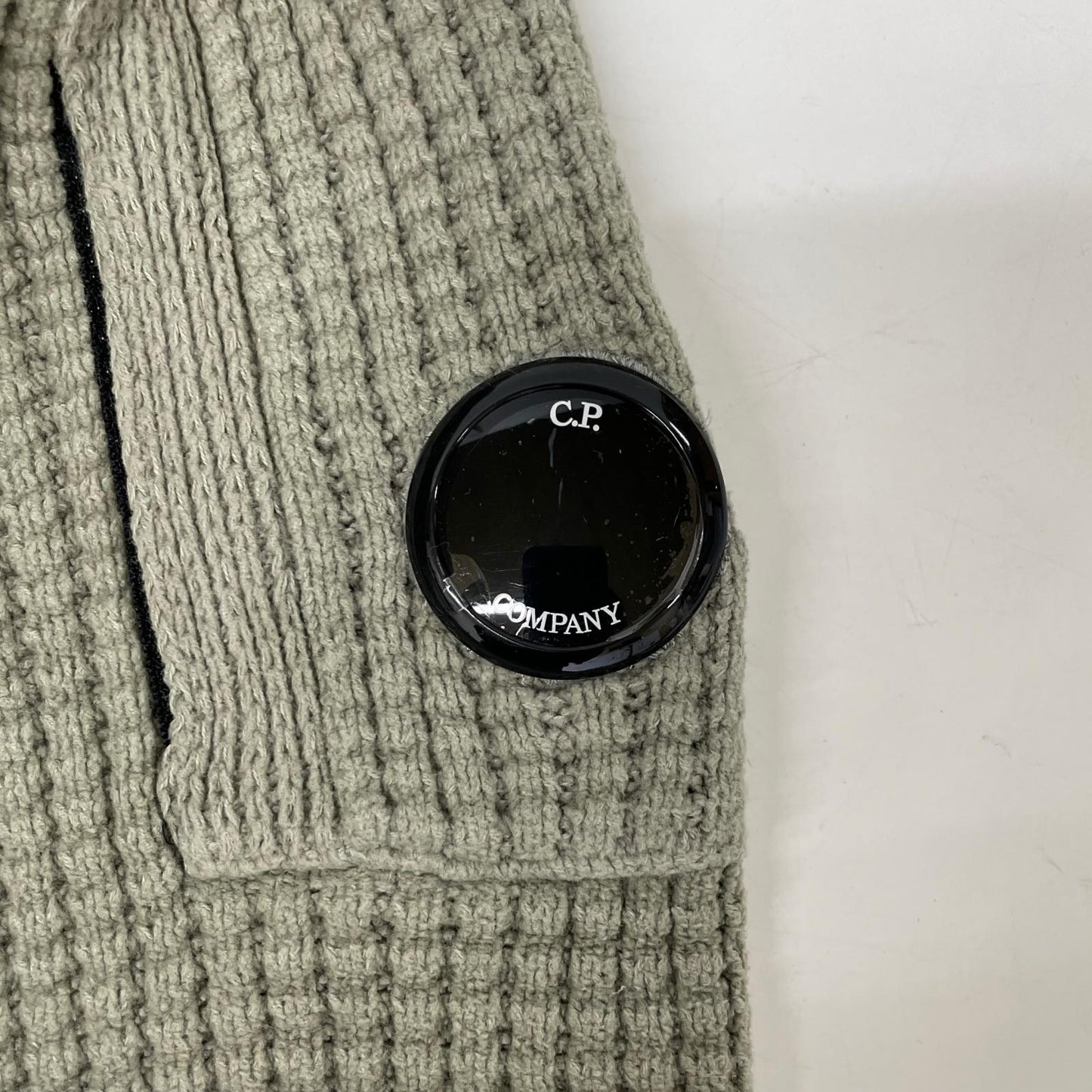 C.P.COMPANY C.P. Company 25AW Khaki Cotton Chenille Crewneck Lens Sweater Tops