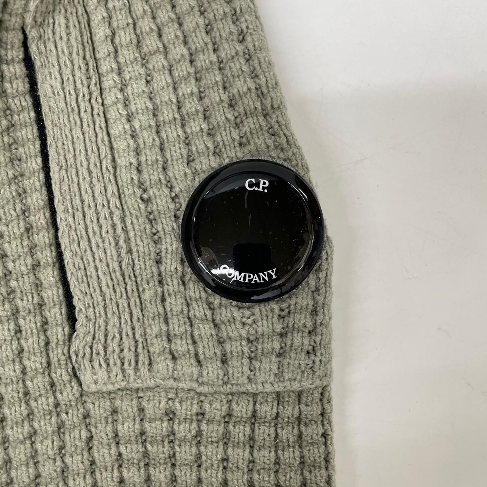 C.P.COMPANY C.P. Company 25AW Khaki Cotton Chenille Crewneck Lens Sweater Tops