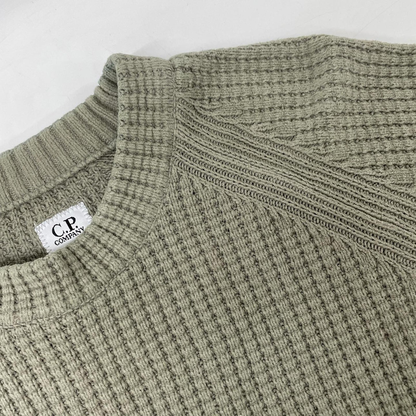 C.P.COMPANY C.P. Company 25AW Khaki Cotton Chenille Crewneck Lens Sweater Tops