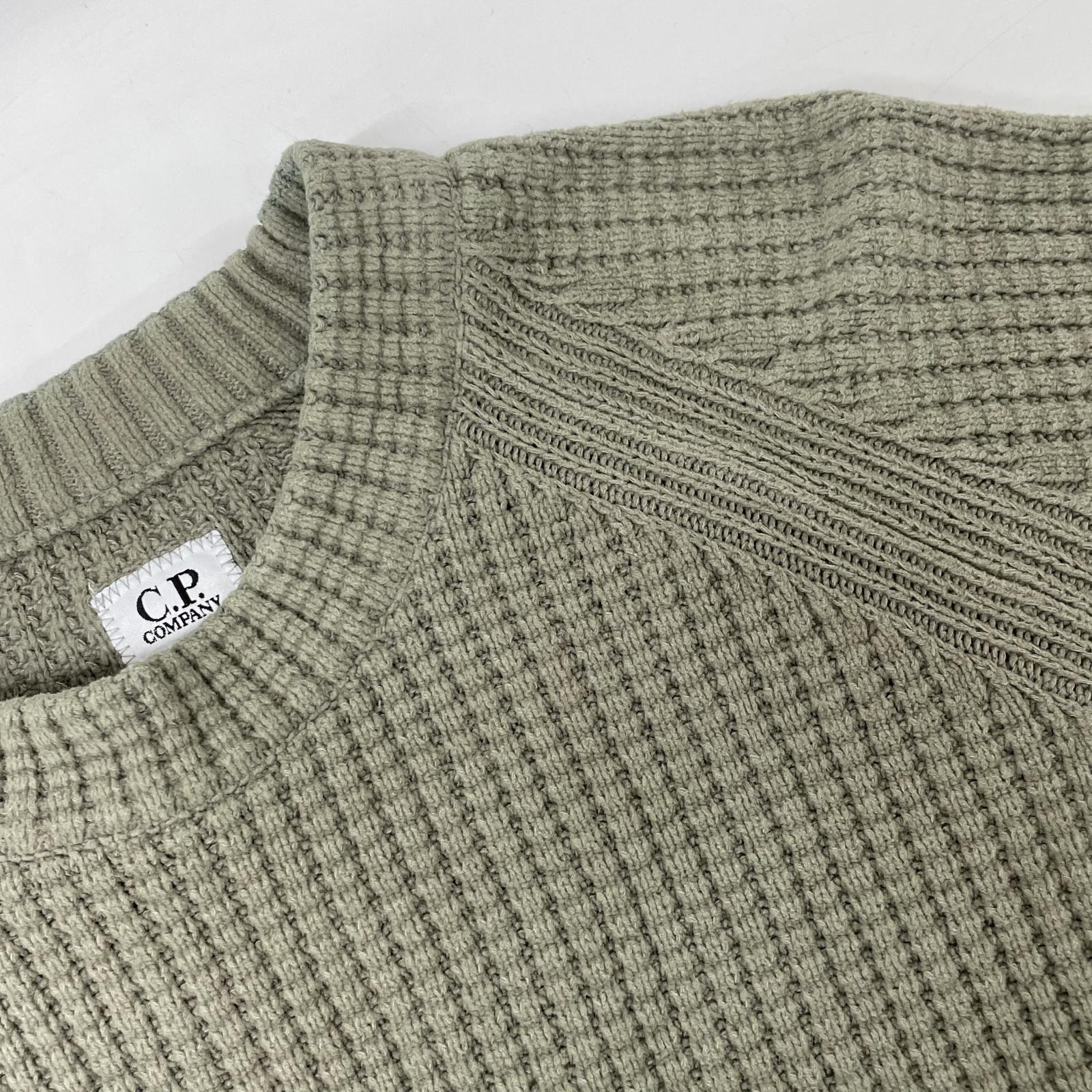 C.P.COMPANY C.P. Company 25AW Khaki Cotton Chenille Crewneck Lens Sweater Tops