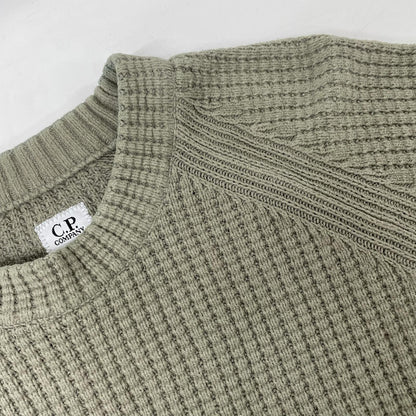 C.P.COMPANY C.P. Company 25AW Khaki Cotton Chenille Crewneck Lens Sweater Tops