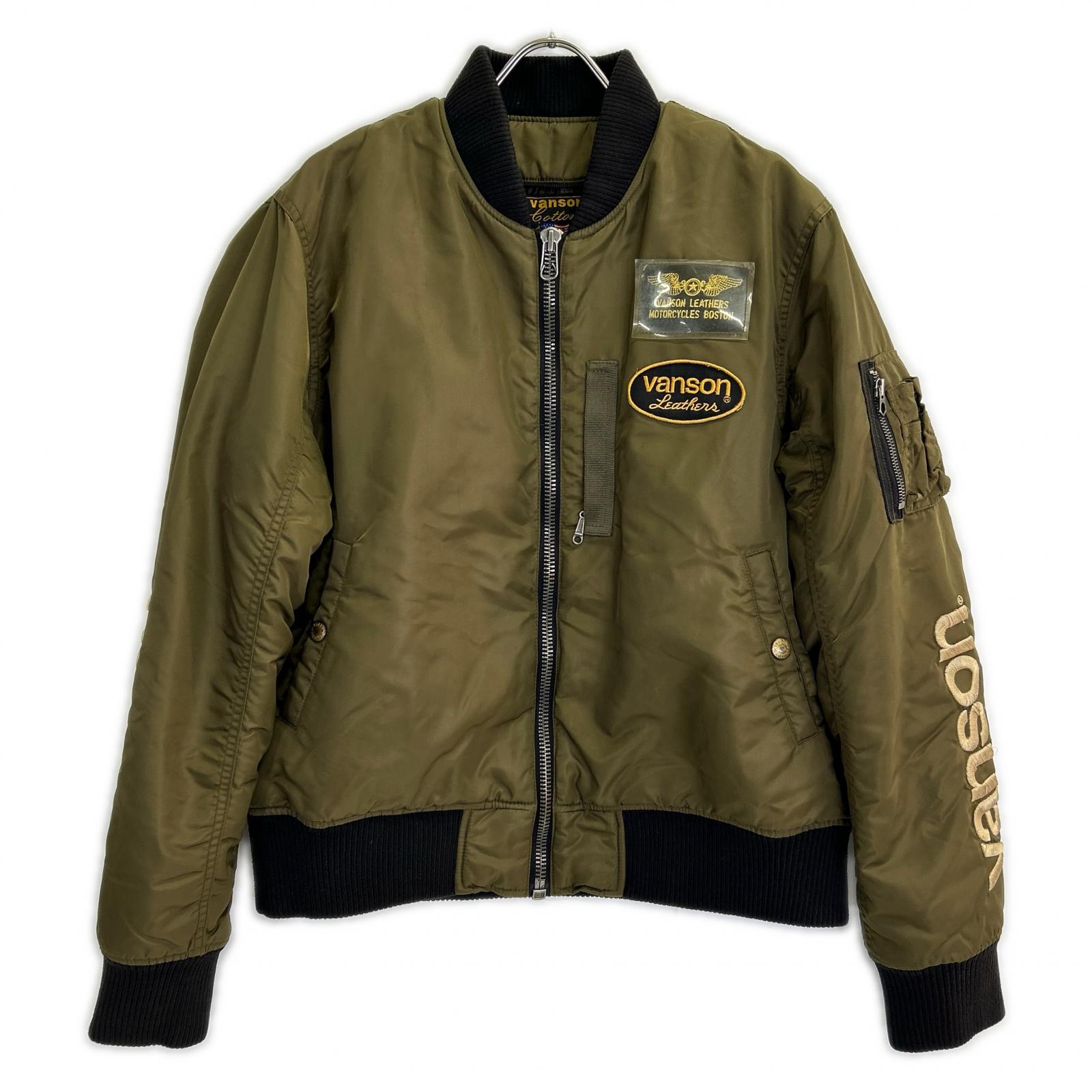 VANSON バンソン NVJK-401 カーキ レザータグ付き MA-1フライトジャケット ジャケット