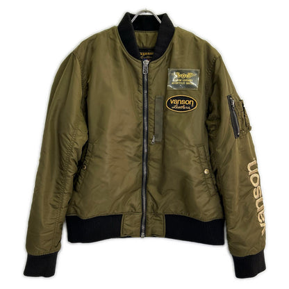 VANSON バンソン NVJK-401 カーキ レザータグ付き MA-1フライトジャケット ジャケット
