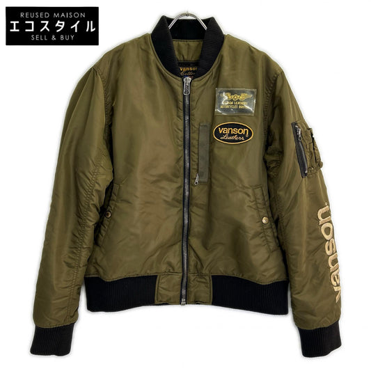 VANSON バンソン NVJK-401 カーキ レザータグ付き MA-1フライトジャケット ジャケット