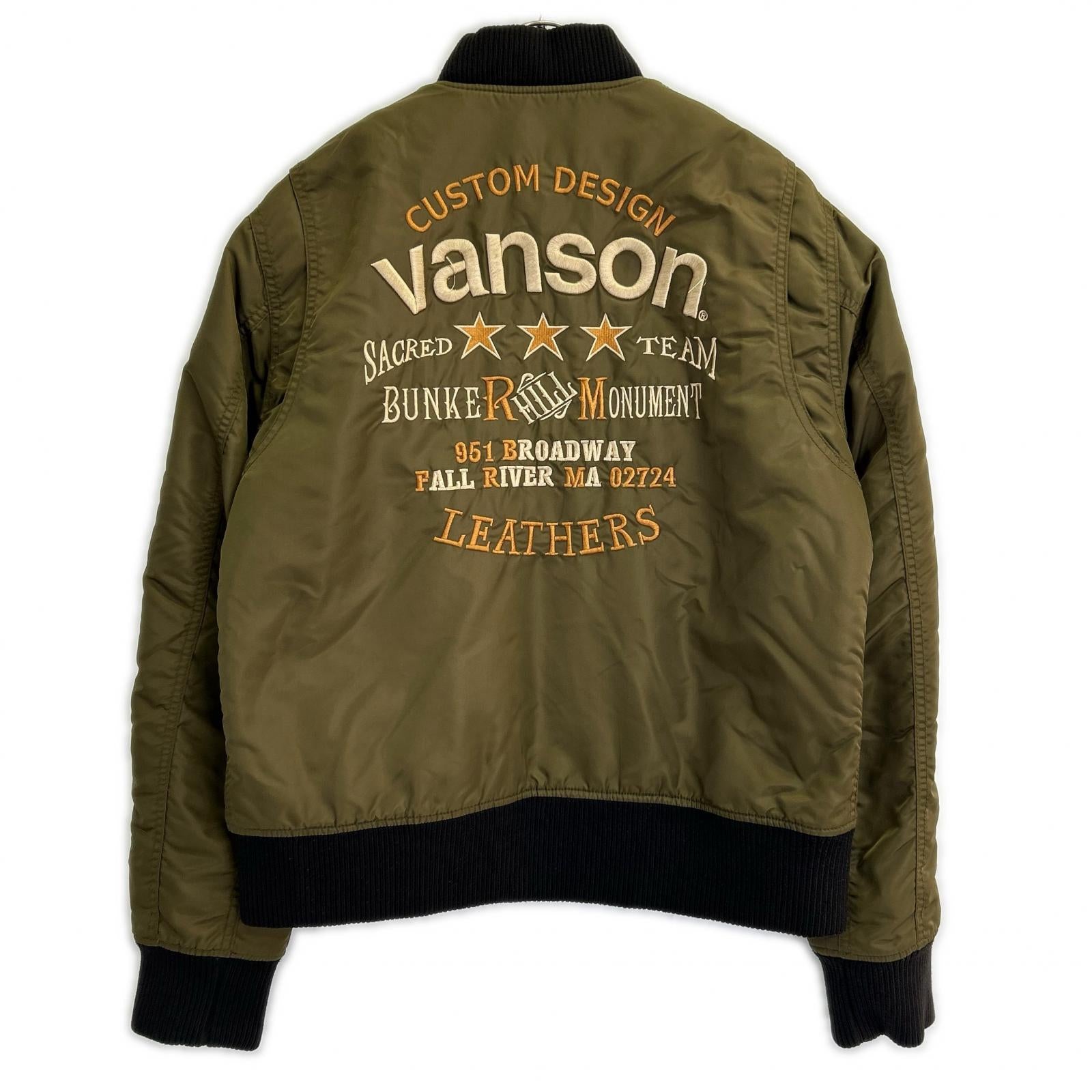 VANSON バンソン NVJK-401 カーキ レザータグ付き MA-1フライトジャケット ジャケット