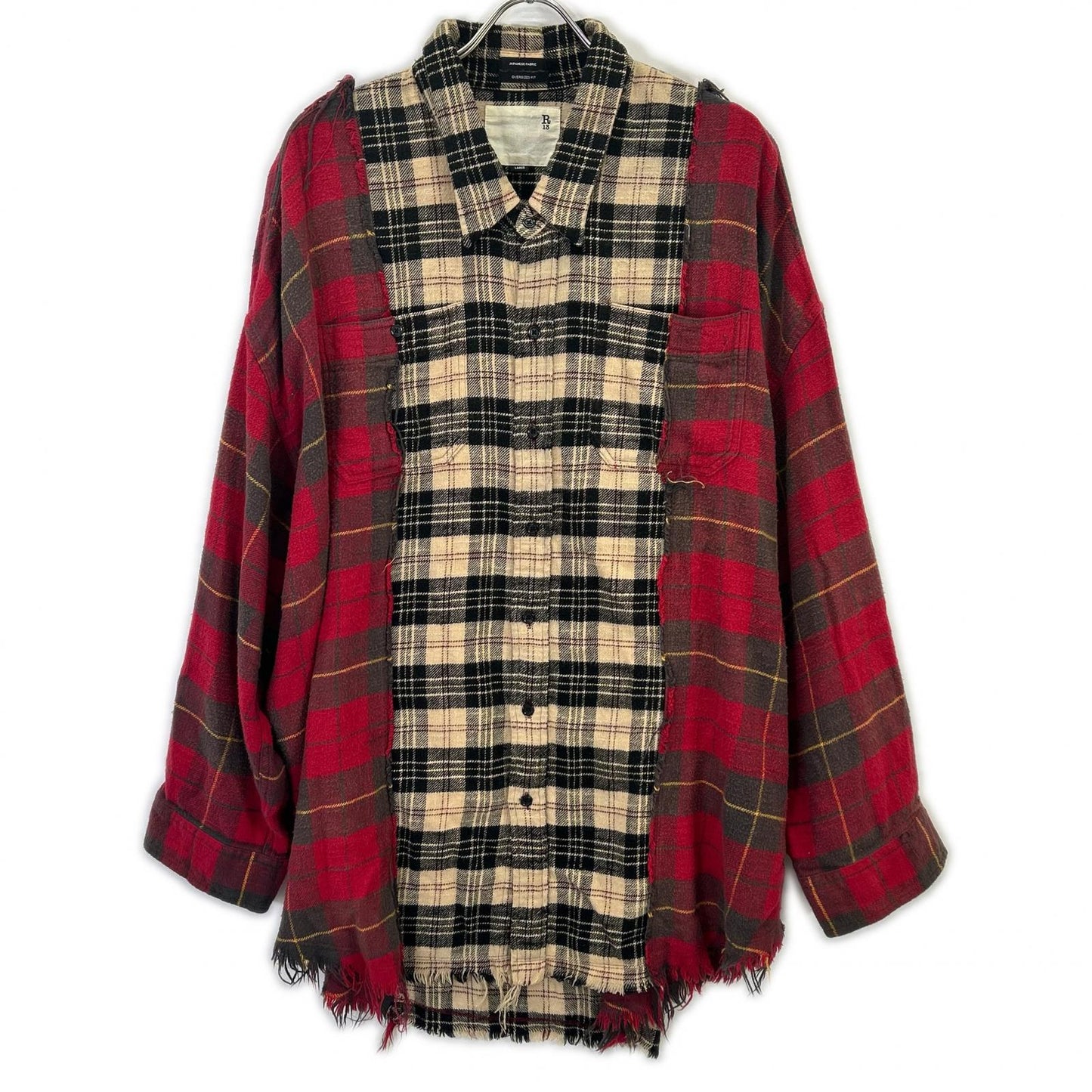 R13 アールサーティーン R13WR012-R176B レッド×ベージュ DROP NECK COMBO WORKSHIRT トップス