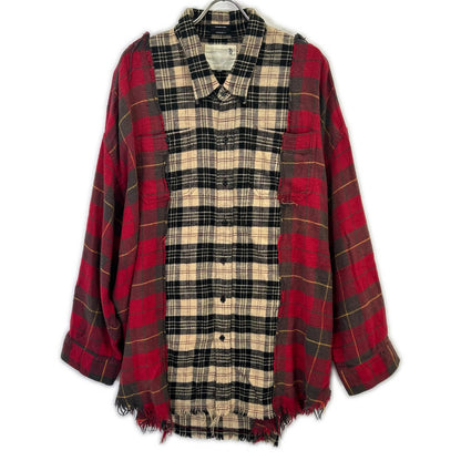 R13 アールサーティーン R13WR012-R176B レッド×ベージュ DROP NECK COMBO WORKSHIRT トップス