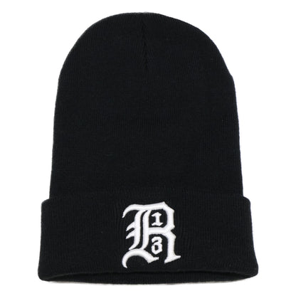 R13 R13A5002-01 R13 SKULLY HAT 标志刺绣冷帽 针织帽 帽子 O/S 男士