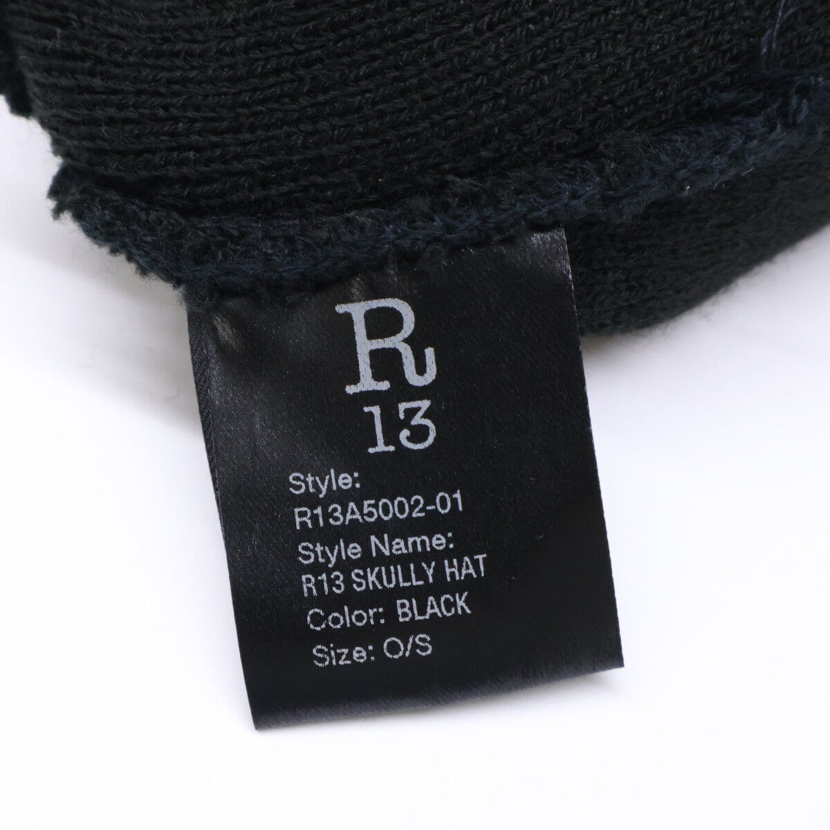 R13 R13A5002-01 R13 SKULLY HAT 标志刺绣冷帽 针织帽 帽子 O/S 男士