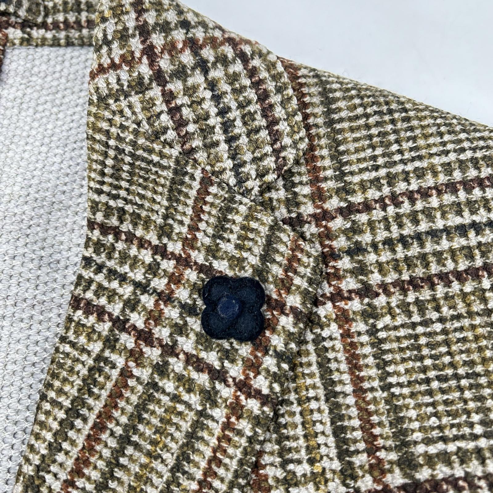LARDINI JS903AQ Green Wool x Nylon Boutonnière 3B Jacket