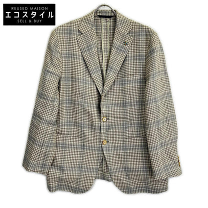 Belvest ベルベスト 美品 G10647 チェック ヘンプ×ウール JACKET IN THE BOX 3Bジャケット ジャケット