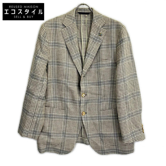 Belvest ベルベスト 美品 G10647 チェック ヘンプ×ウール JACKET IN THE BOX 3Bジャケット ジャケット
