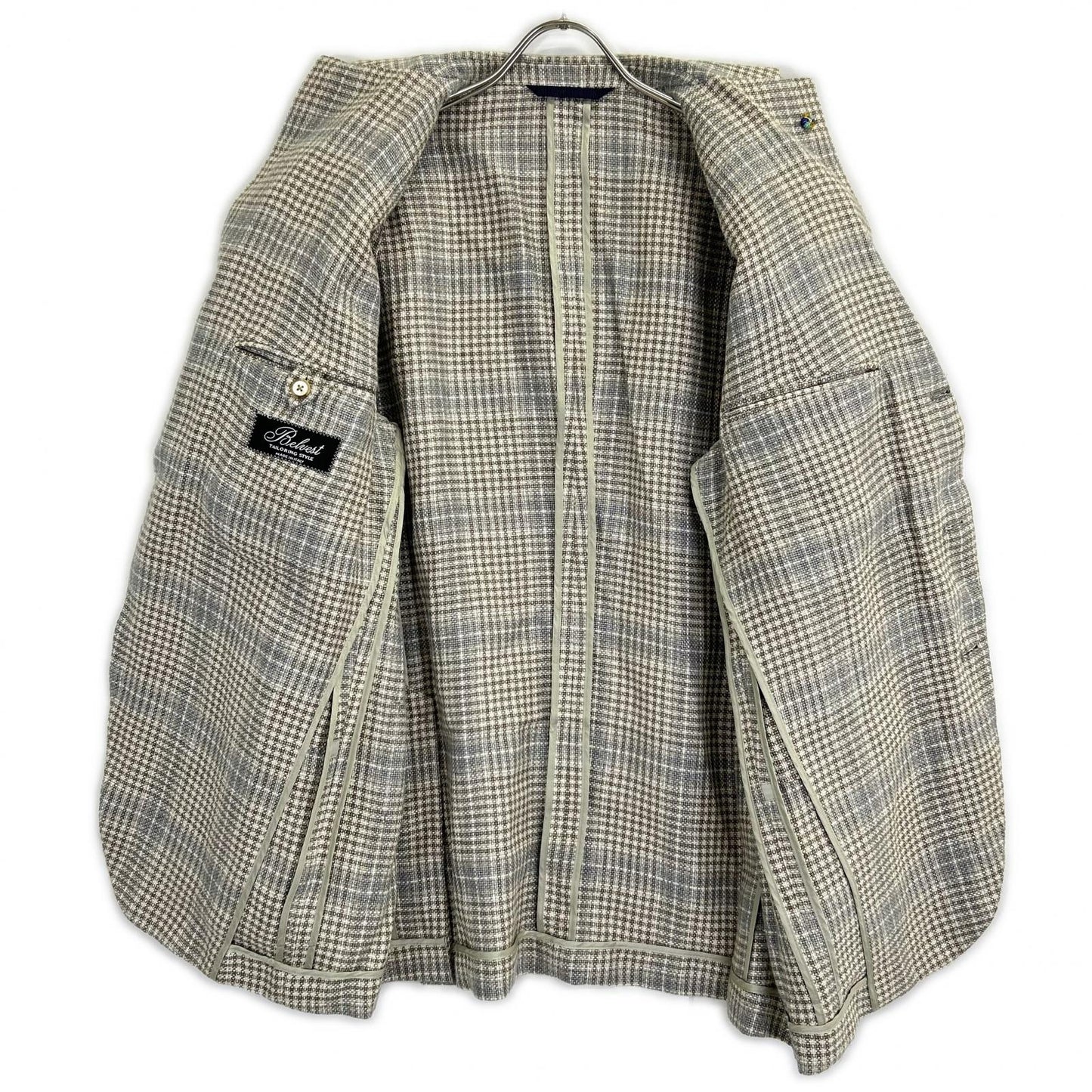 Belvest ベルベスト 美品 G10647 チェック ヘンプ×ウール JACKET IN THE BOX 3Bジャケット ジャケット