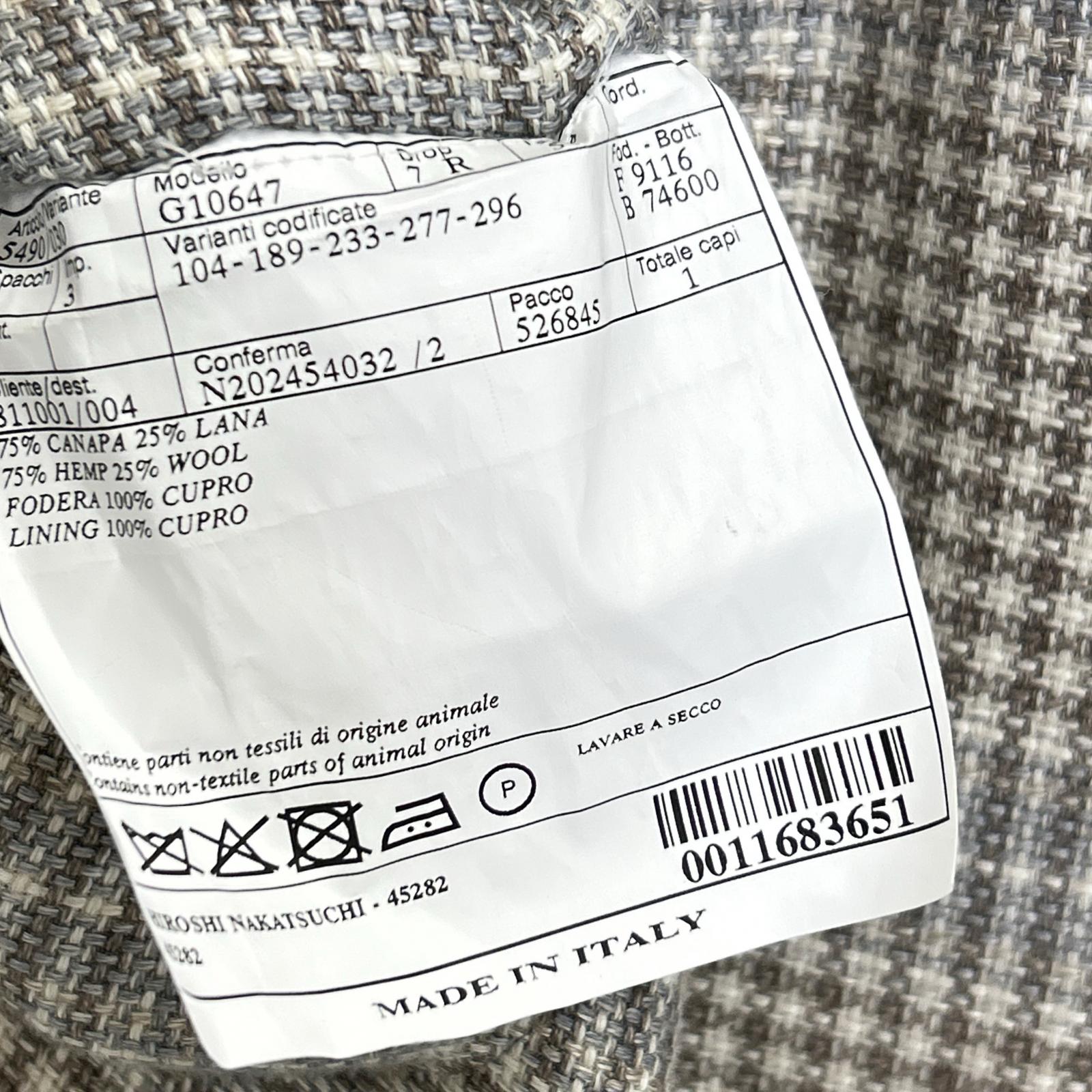 Belvest ベルベスト 美品 G10647 チェック ヘンプ×ウール JACKET IN THE BOX 3Bジャケット ジャケット